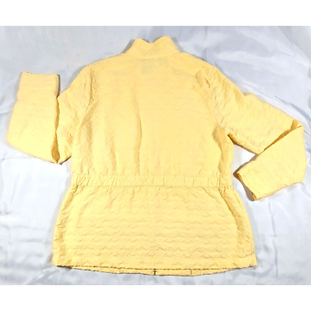 Christopher & Banks Jacket Womens Large Yellow Textured Floral Zip Lightweight - Picture 8 of 11